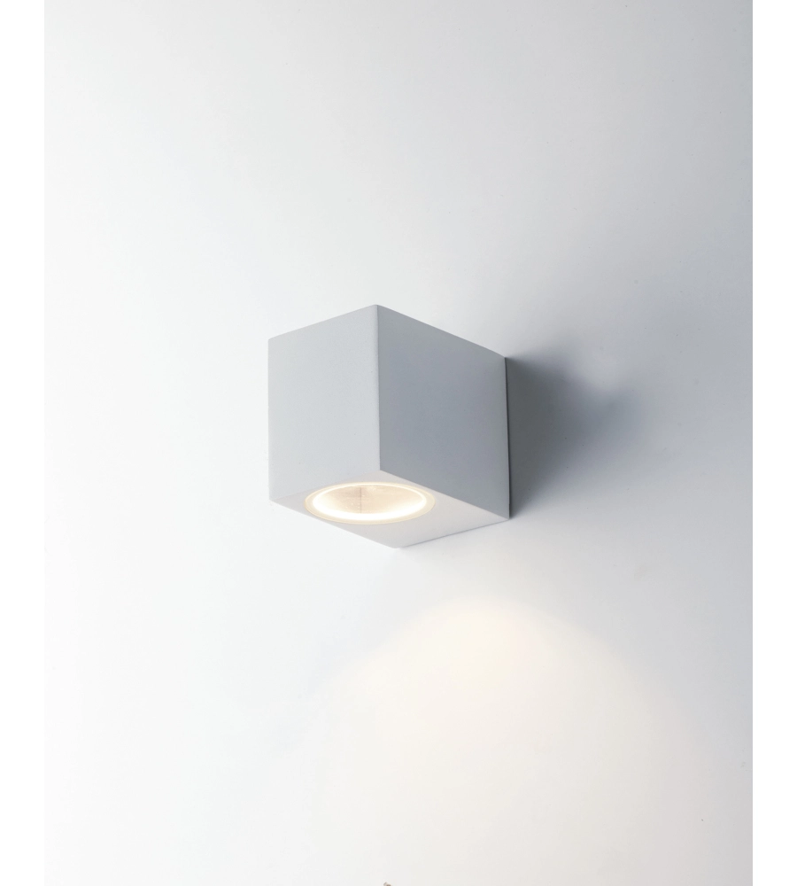 APPLIQUE "QUBO" ALLUMINIO BIANCO, 9,3X8X6,7 CM